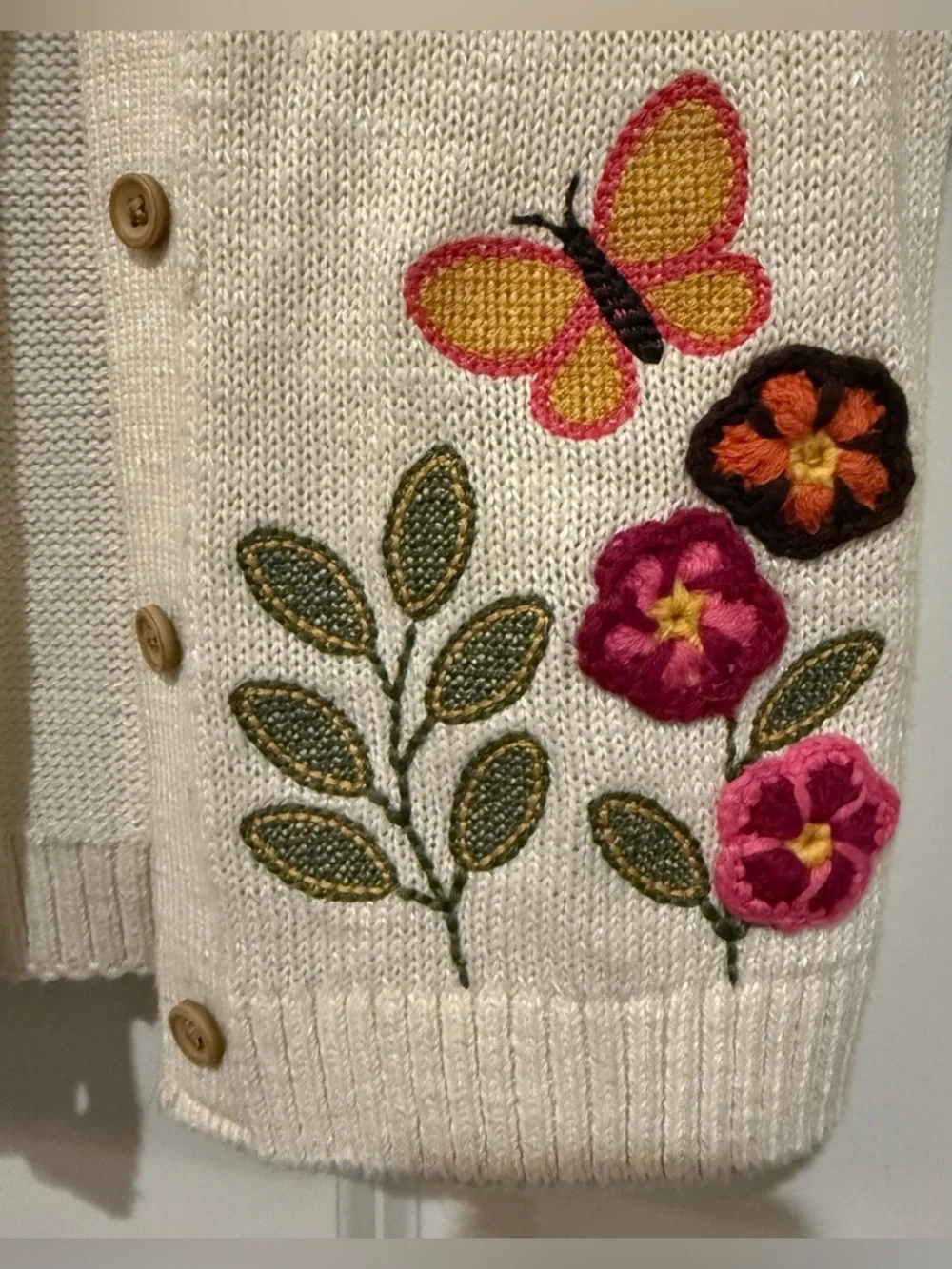 Gymboree Cream Cardigan with Floral & Butterfly Embroidery with Matching Dress